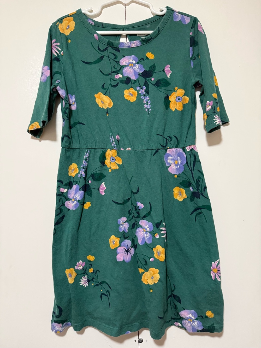 Old Navy Green Floral dress with Purple and Yellow Flowers